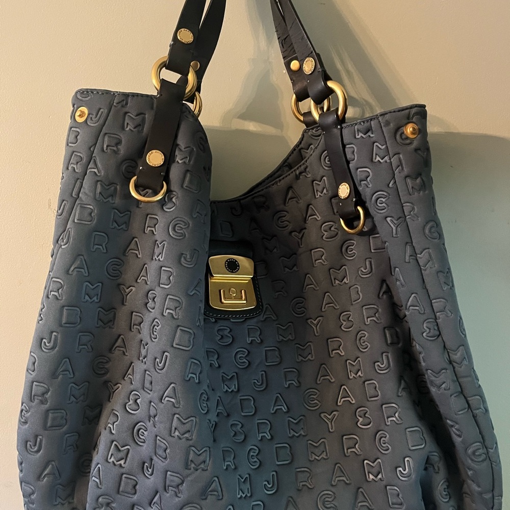 Marc Jacobs Lettering Embossed Leather Hobo
